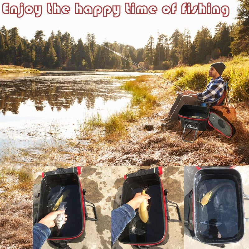 Sunglow Fishing Bucket,Foldable Fish Bucket, Multi-Functional EVA Fishing Bag for Outdoor, Live Fish Lures Bucket and Fish Protection Bucket,10GAL/8GAL/6GAL/4.8GAL/3GAL Live Fish Container (10GAL/Black) - Image 5